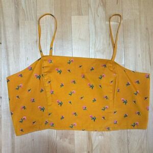 American Eagle Smocked Corduroy Tank Top L Dainty Forest Fairy Western Feminine